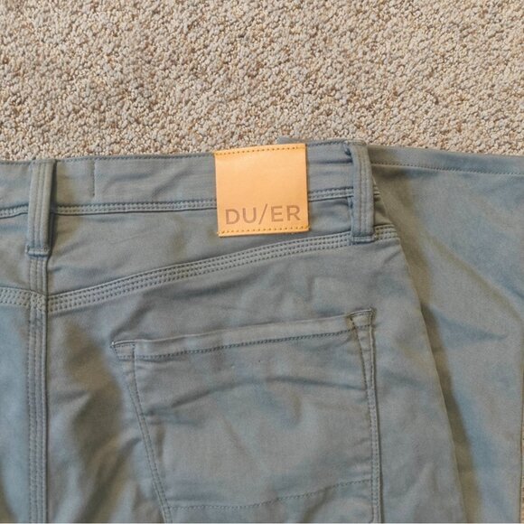 DU/ER N2X Slim Fit Mens Pants 33x30 Green Casual Everyday Outdoor Stretch - Picture 6 of 7